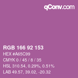 カラーコード: RGB 166 92 153 | qconv.com