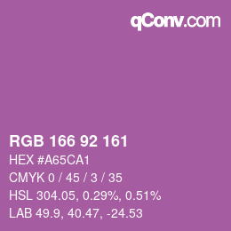 颜色代码: RGB 166 92 161 | qconv.com