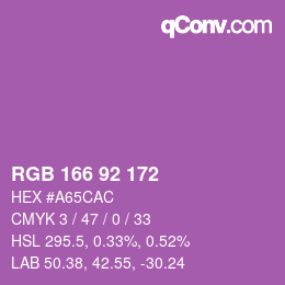 カラーコード: RGB 166 92 172 | qconv.com