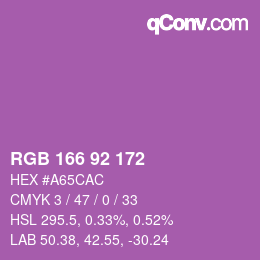 Color code: RGB 166 92 172 | qconv.com