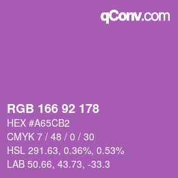 カラーコード: RGB 166 92 178 | qconv.com