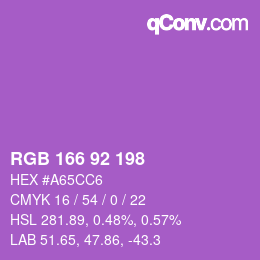 カラーコード: RGB 166 92 198 | qconv.com