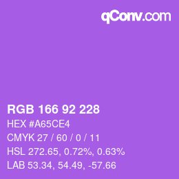 カラーコード: RGB 166 92 228 | qconv.com