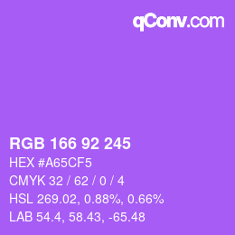 颜色代码: RGB 166 92 245 | qconv.com