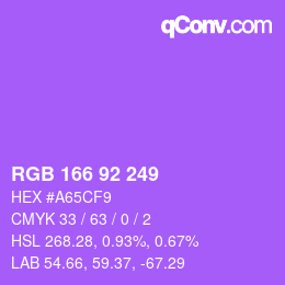 カラーコード: RGB 166 92 249 | qconv.com