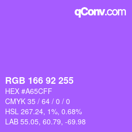 颜色代码: RGB 166 92 255 | qconv.com