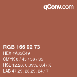 カラーコード: RGB 166 92 73 | qconv.com