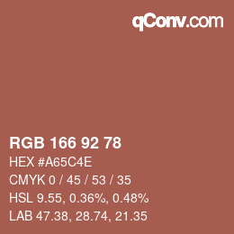 カラーコード: RGB 166 92 78 | qconv.com