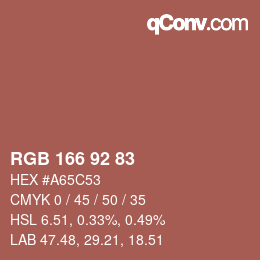 Color code: RGB 166 92 83 | qconv.com