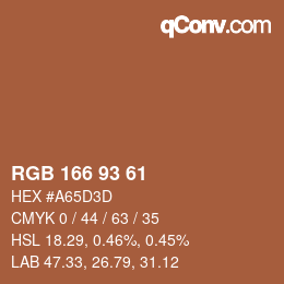 Color code: RGB 166 93 61 | qconv.com