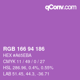 カラーコード: RGB 166 94 186 | qconv.com