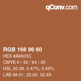 颜色代码: RGB 166 96 60 | qconv.com