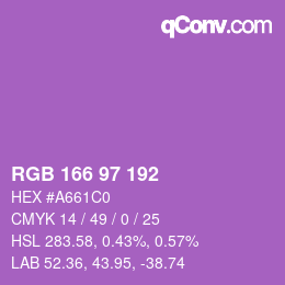 Código de color: RGB 166 97 192 | qconv.com
