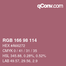 Color code: RGB 166 98 114 | qconv.com