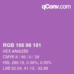 Color code: RGB 166 98 181 | qconv.com