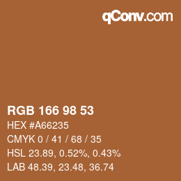 カラーコード: RGB 166 98 53 | qconv.com