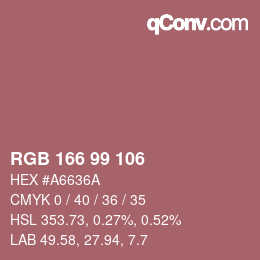 颜色代码: RGB 166 99 106 | qconv.com