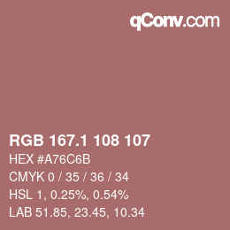 カラーコード: RGB 167.1 108 107 | qconv.com