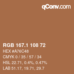 カラーコード: RGB 167.1 108 72 | qconv.com