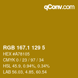 カラーコード: RGB 167.1 129 5 | qconv.com