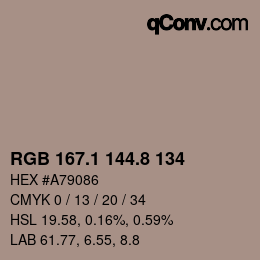 Color code: RGB 167.1 144.8 134 | qconv.com