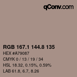 Color code: RGB 167.1 144.8 135 | qconv.com