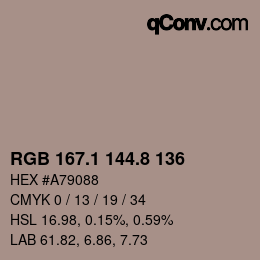 Color code: RGB 167.1 144.8 136 | qconv.com