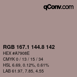 Farbcode: RGB 167.1 144.8 142 | qconv.com