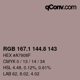 Color code: RGB 167.1 144.8 143 | qconv.com