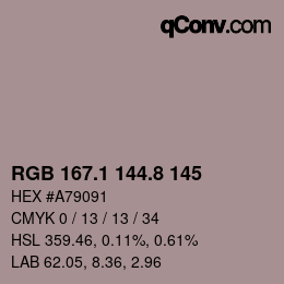 Farbcode: RGB 167.1 144.8 145 | qconv.com