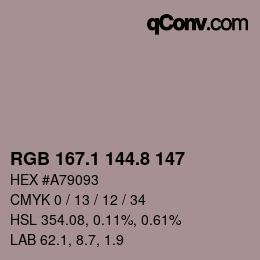 Color code: RGB 167.1 144.8 147 | qconv.com