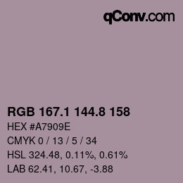 Color code: RGB 167.1 144.8 158 | qconv.com