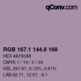 Color code: RGB 167.1 144.8 168 | qconv.com