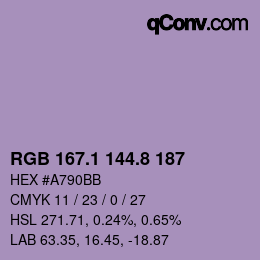 Color code: RGB 167.1 144.8 187 | qconv.com