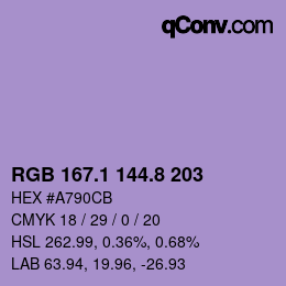 Color code: RGB 167.1 144.8 203 | qconv.com