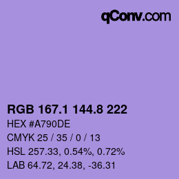 カラーコード: RGB 167.1 144.8 222 | qconv.com