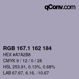 Color code: RGB 167.1 162 184 | qconv.com