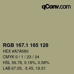 カラーコード: RGB 167.1 165 128 | qconv.com