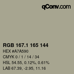 Color code: RGB 167.1 165 144 | qconv.com