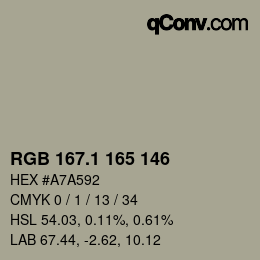 カラーコード: RGB 167.1 165 146 | qconv.com