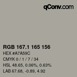 カラーコード: RGB 167.1 165 156 | qconv.com