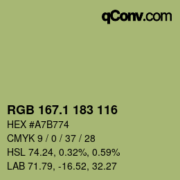 カラーコード: RGB 167.1 183 116 | qconv.com