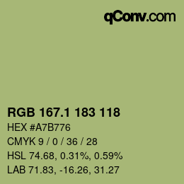 カラーコード: RGB 167.1 183 118 | qconv.com
