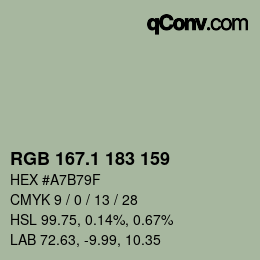 カラーコード: RGB 167.1 183 159 | qconv.com