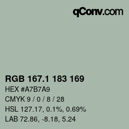 カラーコード: RGB 167.1 183 169 | qconv.com