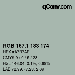 Color code: RGB 167.1 183 174 | qconv.com