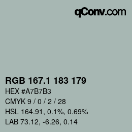 Color code: RGB 167.1 183 179 | qconv.com