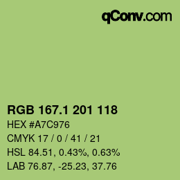 カラーコード: RGB 167.1 201 118 | qconv.com