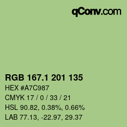 カラーコード: RGB 167.1 201 135 | qconv.com