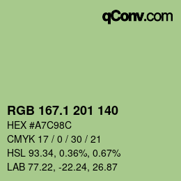カラーコード: RGB 167.1 201 140 | qconv.com